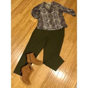 Jones New York sz 12 Olive Green‎ Dress Pant pockets office capsule
